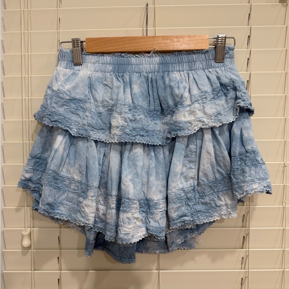 Love shack fancy Blue Tiered Ruffle Skirt